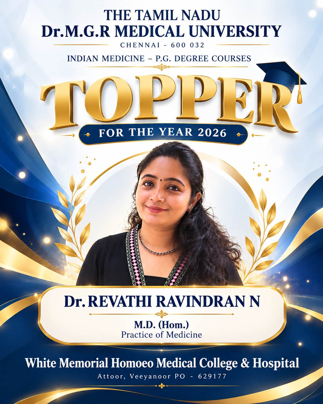 Indian Medicine – P.G. Degree Courses: Topper for the Year 2026